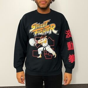 Street Fighter Ryu Hadouken Black Fleece Sweatshirt 2XL Licensed Retro 80s Japan